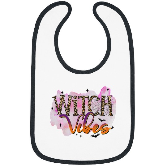 Witch Vides Spider Bat Graphic Halloween Bibs