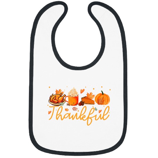 Thankful Pumpkin Pie Turkey Fall Leaves Autumn Thanksgiving Bibs