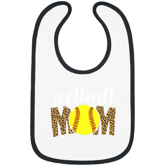 Softball Mom Leopard Funny Mothers Day Retro Game Day Bibs