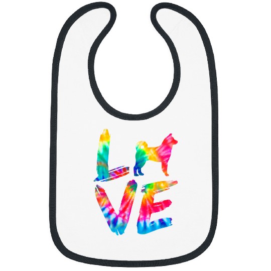 Norwegian Elkhound Tie Dye Love Dog Mom Dad Bibs