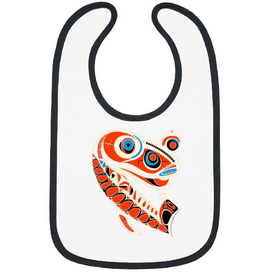 Salmon Fish in Pacific Northwest Coast Native American Style Bibs