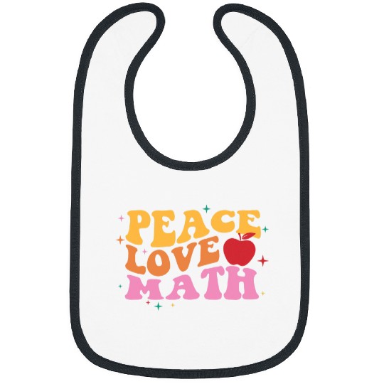 vintages Peace Love Math Teacher Student Back To School Bibs