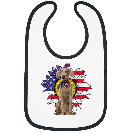 sunflower american flag weimaraner dog lovers Bibs