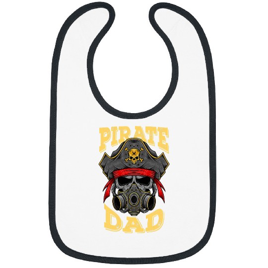 Mens Pirate Dad Distressed vintages Skull 2Crossbones Flag Bibs