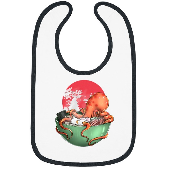 Ocotpus Ramen Noodle Food Japanese Art Harajuku Retro Bibs