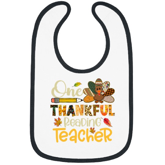 One Thankful Reading Teacher Turkey Leopard Thanksgiving Bibs