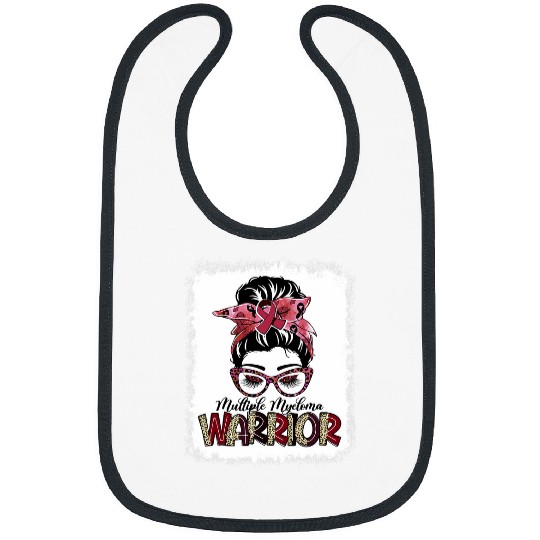 Messy Bun Burgundy Ribbon Multiple Myeloma Warrior Gifts Bibs