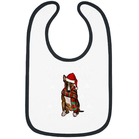 Merry Christmas Ornament Miniature Bull Terrier xmass Santa Bibs