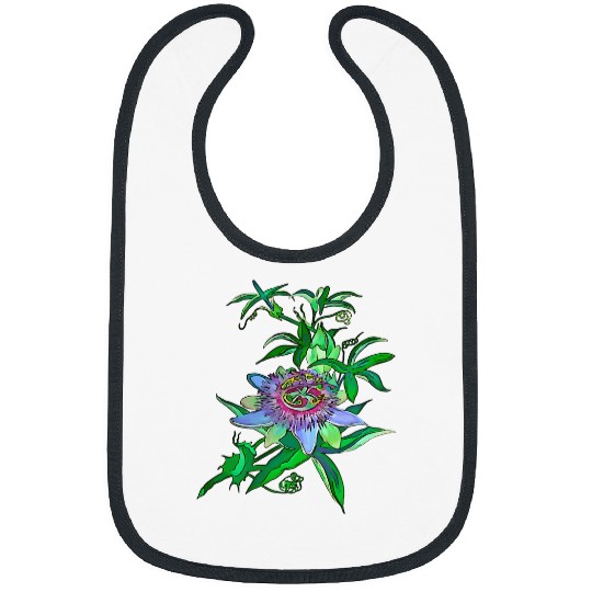 Passion Flower Blossom Black Outline Vector Art Bibs