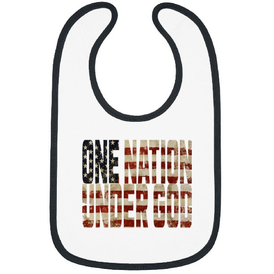 One Nation Under God Weathered American Flag Patriotic Bibs
