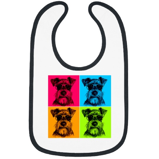 Miniature Schnauzer Dog Pop Art Design Illustration Colorful Bibs