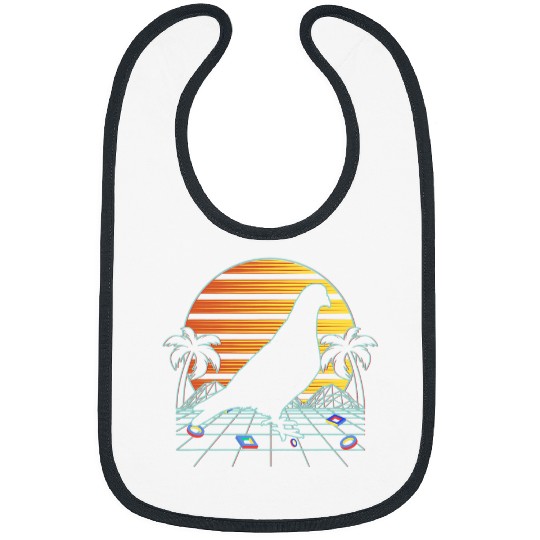 Pigeon Sunset Aesthetic 80s Vaporwave Birds Lovers Bibs