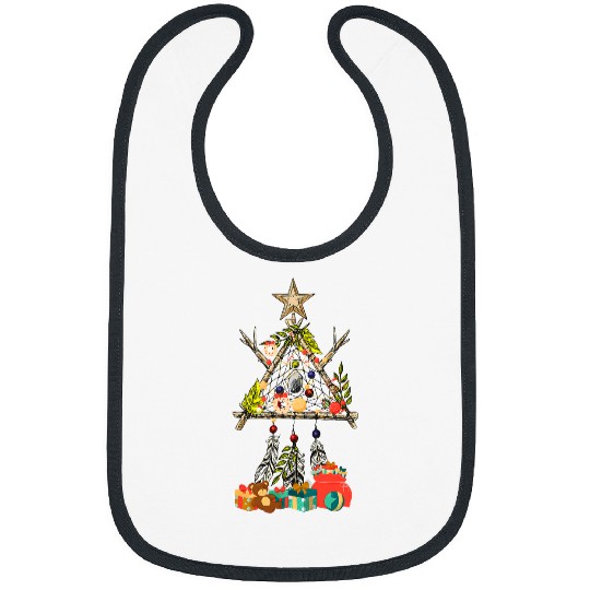 Native American Christmas Tree Indian Pride Style Art Star Bibs