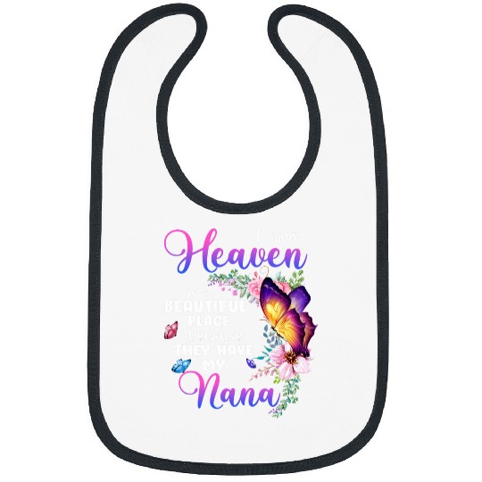 Womens Nana in Heaven Purple Butterfly Loss of Loved Nana Family Bibs
