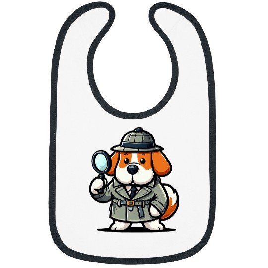 Saint Bernard Detective Funny Dog Mystery 1 Bibs