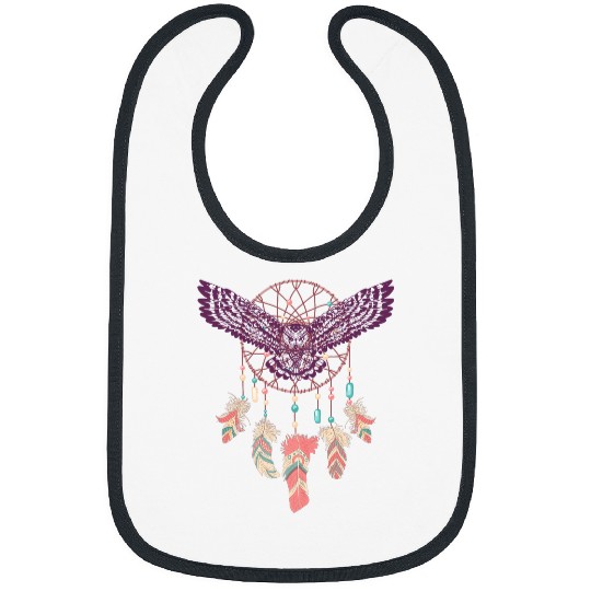 Native American Dreamcatcher Owl Boho Tribal Design Bibs