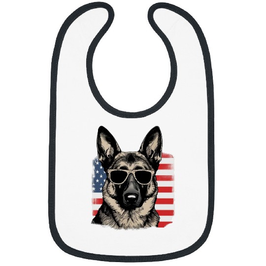 German Shepherd American Flag vintages Sunglasses July 4th Bibs