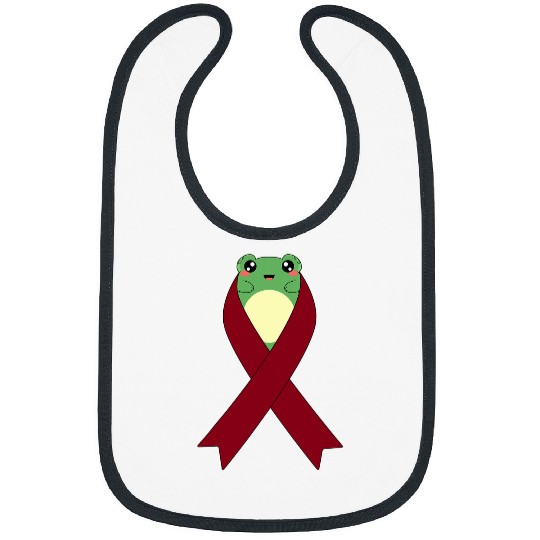Multiple Myeloma Awareness Kawaii Frog Burgundy Ribbon Bibs