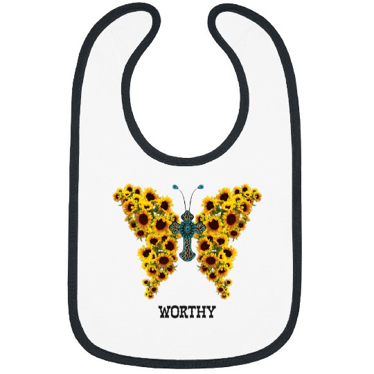Worthy Western Sunflower Butterfly Christian Cross Bibs