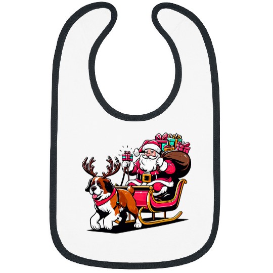 Saint Bernard Santa Claus Funny Dog Christmas 2 Bibs