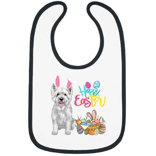 happy easter eggs bunny dog westie boys girls Bibs