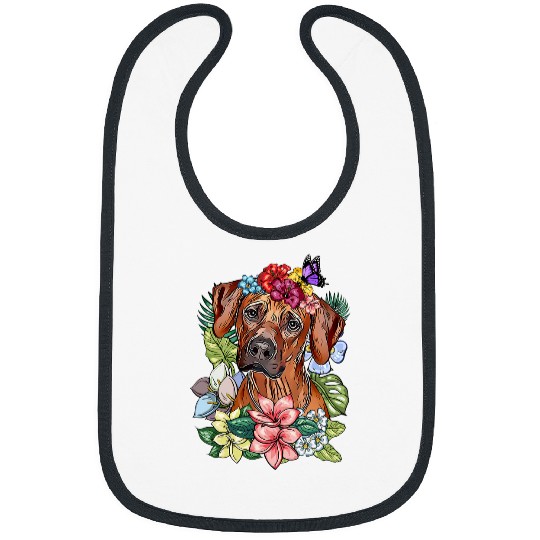 Rhodesian Ridgeback Dog Botanical Plant Flower Floral Bibs