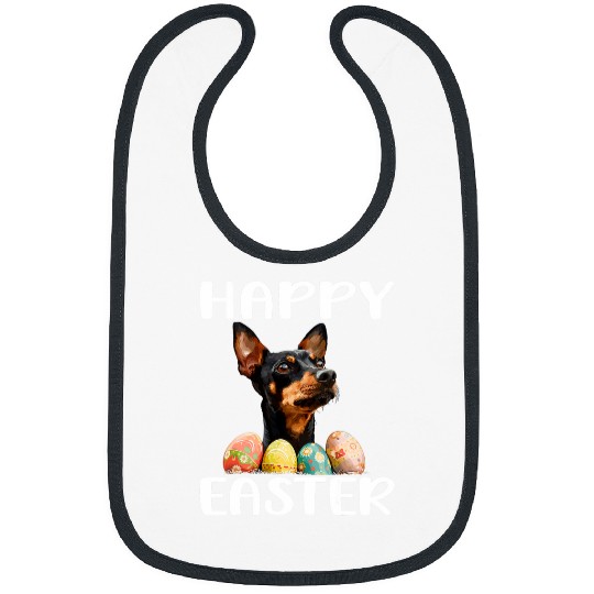 Miniature Pinscher Dog Breed Happy Easter Men Women Kids Bibs