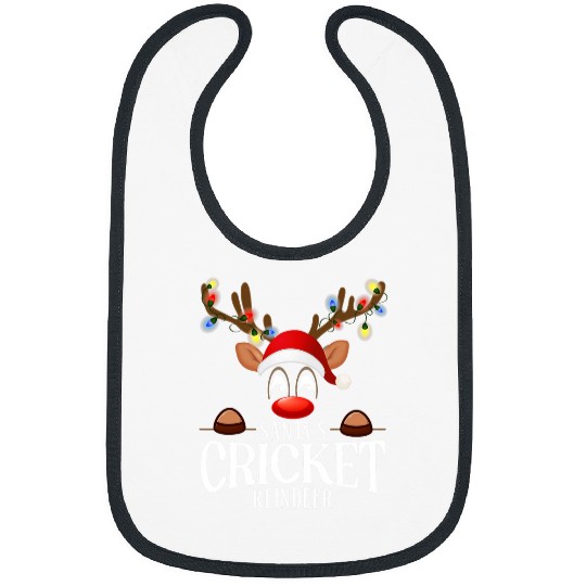 Santas Cricket Reindeer Funny xmass Matching PJS Bibs