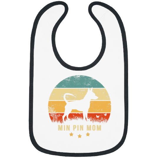 MIN PIN MOM Design retro sunset grunge Miniature Pinscher Bibs
