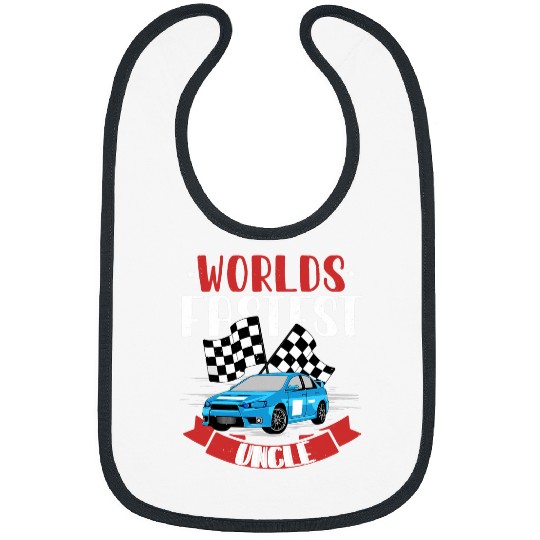 Worlds Fastest Uncle Race Car Checkered Flag 3 Bibs