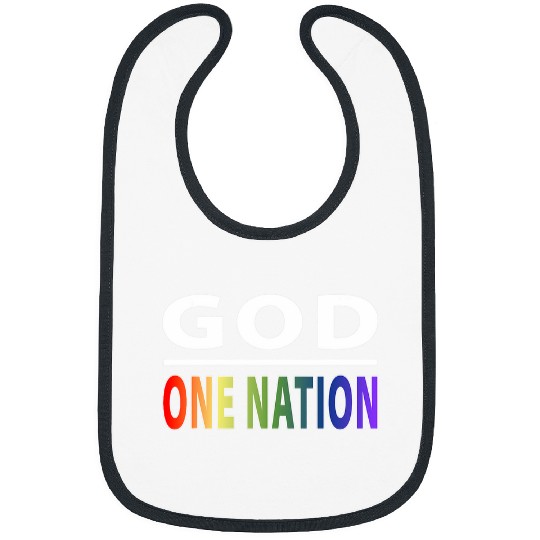 One Nation Under God Line Art Rainbow Patriotic Christian Bibs