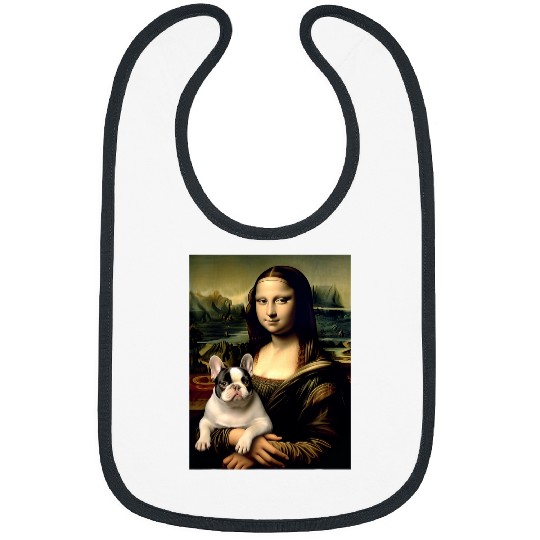Mona Lisa With Dog Funny Leonardo Da Vinci French Bulldog Bibs