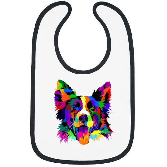 Pop Art Border Collie Dog Breed Keeper Enthusiasts Owner Bibs
