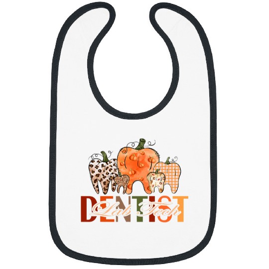 Pumpkin Teeth Leopard Pattern Autumn Vibes dentists Lab Tech Bibs