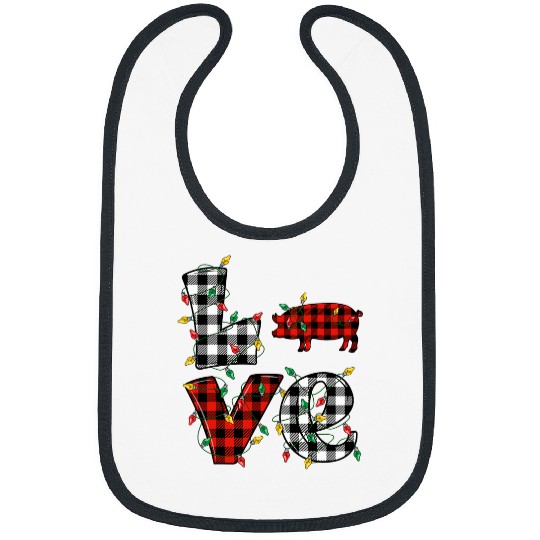 Pig Lovers Matching Christmas buffalo plaids Pajamas Bibs