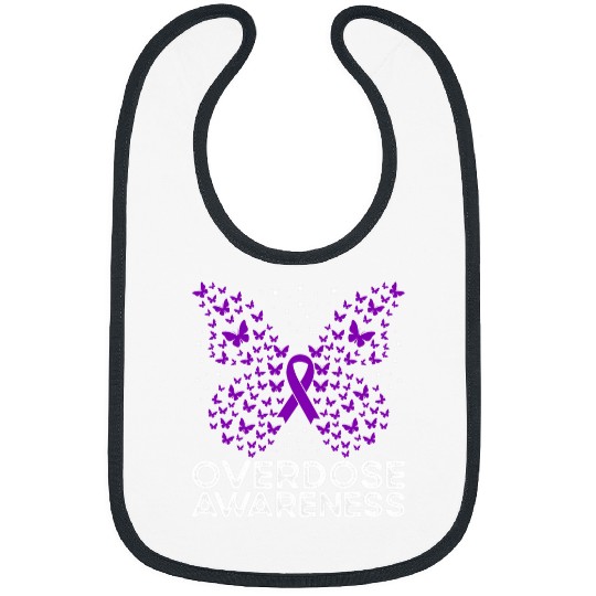 Overdose Awareness Purple Ribbon Butterfly Bibs