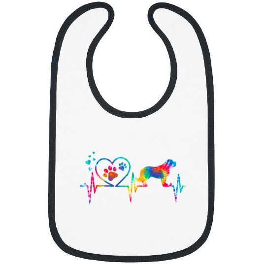 Saint Bernard Tie Dye Heartbeat Love Dog Funny Bibs