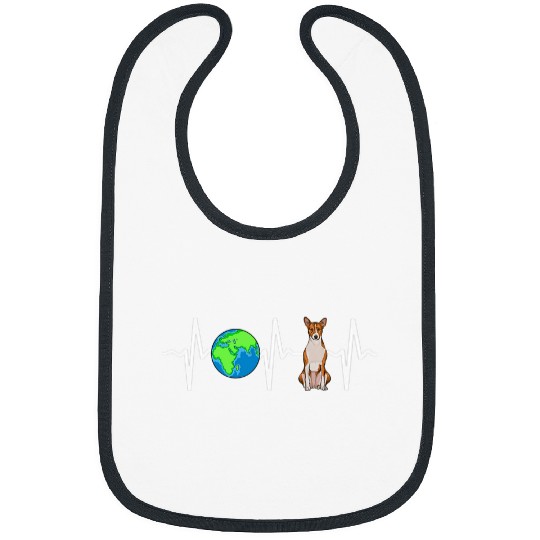 Globe Planet Earth Basenji Heartbeat Dog Lover Bibs