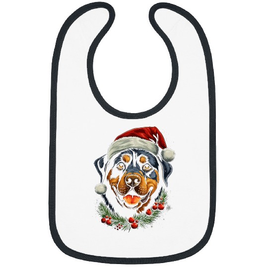Rottweiler with Christmas cap Bibs