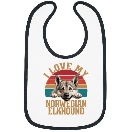 I Love My Norwegian Elkhound Dog Breed Funny Fur Baby Canine Bibs