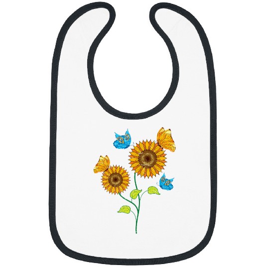 Yellow Flower Blossom Butterfly Insect vintages Sunflower Bibs