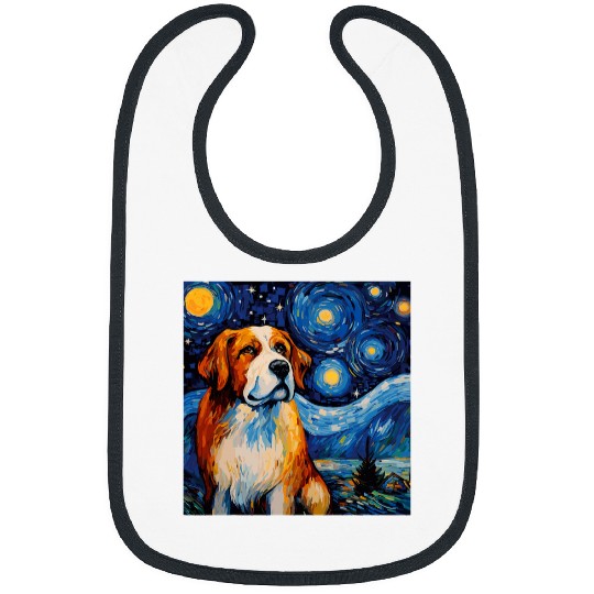 Saint Bernard Starry Night For Dog Mom Dog Dad Bibs