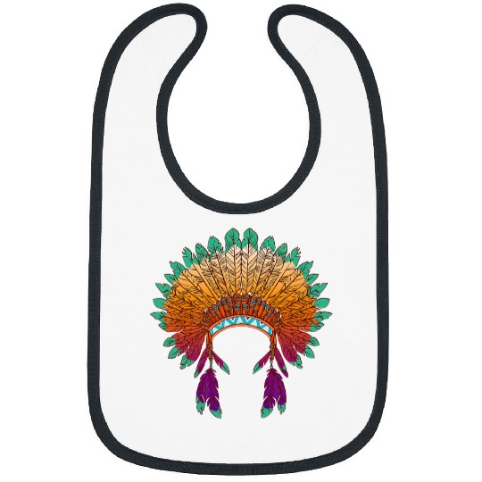 Native American Feather Headdress Indian Tribes Chief Tribal Bibs