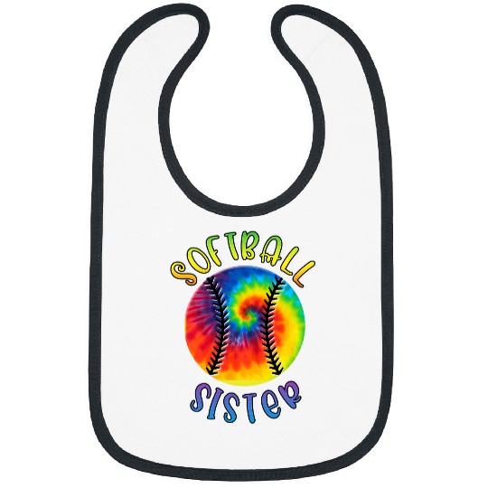 Softball Sister Rainbow Tie Dye Bibs