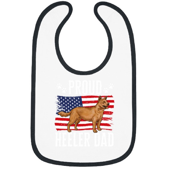Proud Red Heeler Dad Australian Cattle Dog American Flag Bibs
