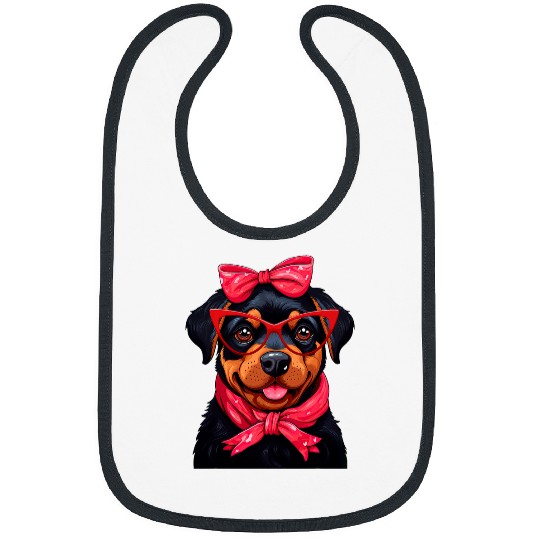 Rottweiler Wearing Red Glasses And Headband Bandana Bibs