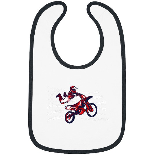 Motocross Rider DirtBike Motorcycle Racing American US Flag Bibs