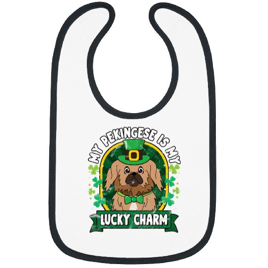 Pekingese St Patricks Lucky Charm Mom Dad Gift Bibs