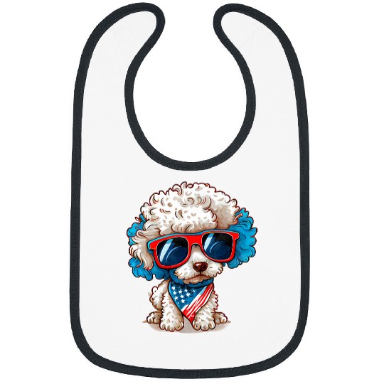 Patriotic Poodle Dog USA Flag 4th of July Bibs