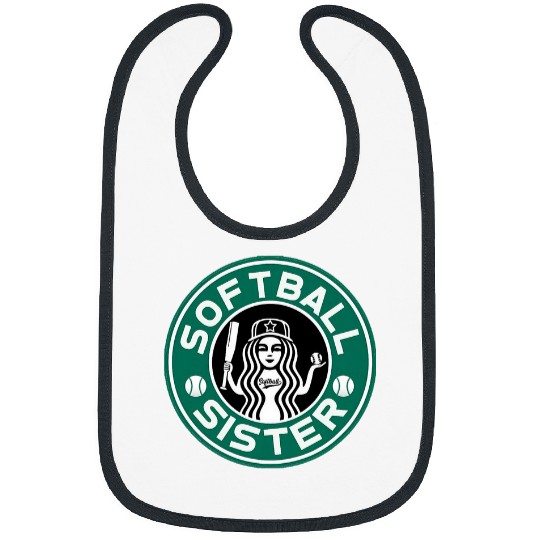 Softball Sister for Girls Sisters Biggest Fan Bibs